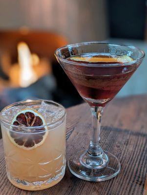 Irish Gold Rush and Black Manhattan, $5 each during happy hour.