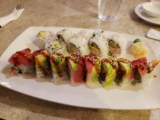 California roll (top), Mars roll (bottom)