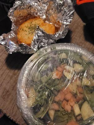 Garlic bread and house salad