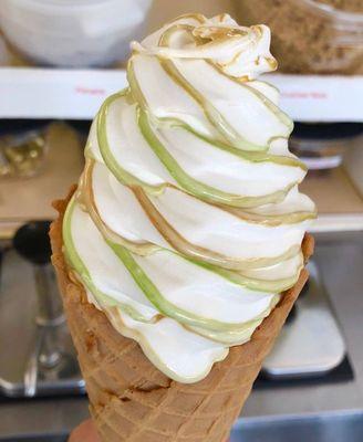 Green Apple and Caramel Flavorburst in a Waffle Cone.