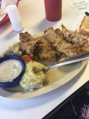 Steak fingers and homemade mashed potatoes that were seasoned perfectly