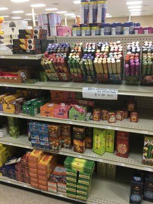 Wide selection of incense/joss sticks here! (Need cones? Spices of India has these, too, and -- I'm pretty sure -- also has some resin.)