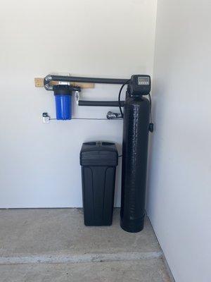 Whole house water softener with pre-sediment filter