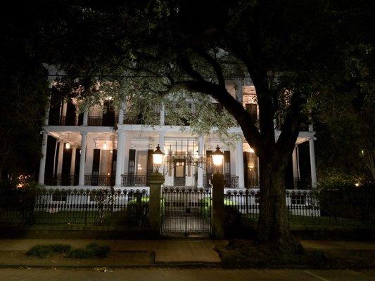 Night time view of the Bucker Mansion