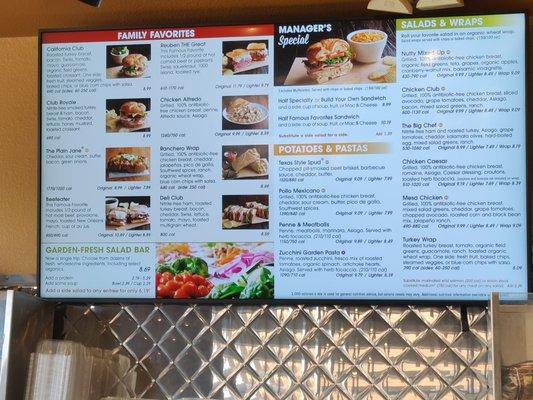 Menu on wall