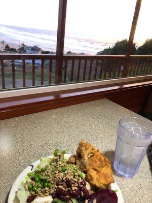 Salad and chicken