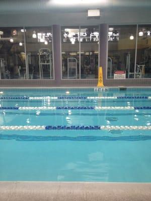 Pool view from the personal training office. Kept at 84 degrees, nice and warm when it is below freezing outside :-)