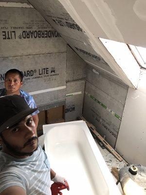 Installation of bathtub