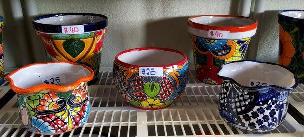 MEXICAN TALAVERA CERAMIC POTS.