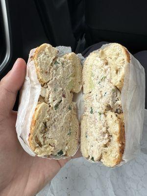 Chicken salad everything bagel