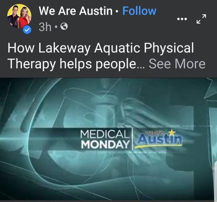 "We Are Austin" LAPT on CBS Austin. Watch Dr. Melody on "We Are Austin".. https://cbsaustin.com/features/we-are-austin/how-lakeway-aquatic-p