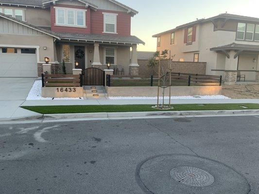 Artificial turf and concrete steps