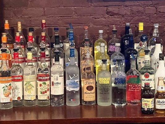 Just a small selection of our premium liquors. Our experienced bartenders can mix your favorite drink!