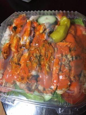 Buffalo chicken salad with double/extra chicken