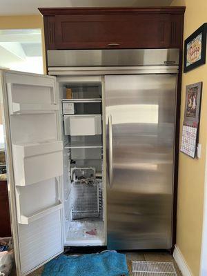 Kitchen Aid built-in refrigerator freezer heating element replacement.