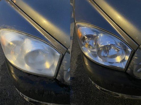 A quick little headlight restoration! 30 minutes later they look like the day the car drove off the lot!