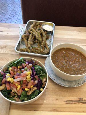 Tempura Green Bean Stack Small Moroccan Lentil Soup Pick a Pair All Hail Kale