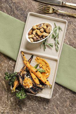 Grilled vegetables and sweet & salty rosemary nuts from Muse at Benaroya Hall.