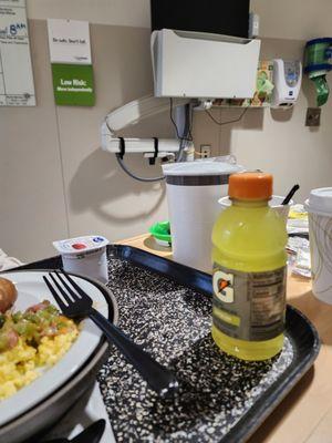 The gatorade was a part of my breakfast on the day I was discharged.