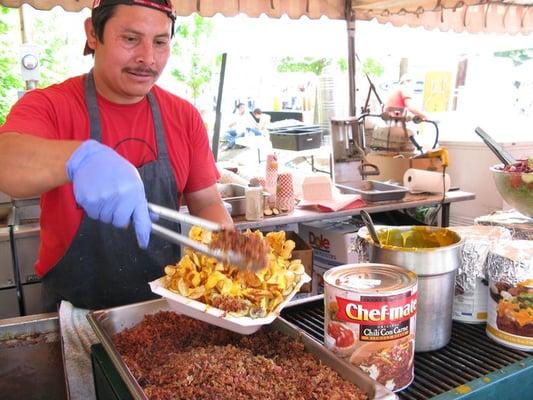 amazing fresh cut potato chips w cheese+bacon bits!