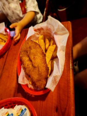 Chicken tender and fries