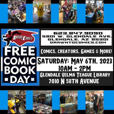 Drawn To Comics teams up with Downtown Glendale Velma Teague library or the annual Drawn To Comics FCBD festival