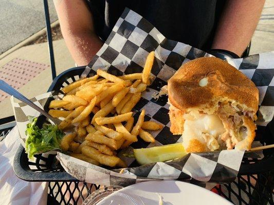 Fat boys fried cod sandwich, with the aioli sauce!