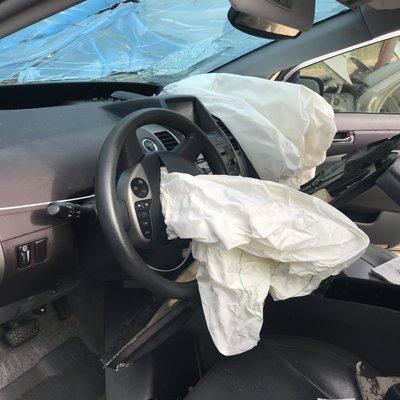 This is what deployed Prius airbags look like.