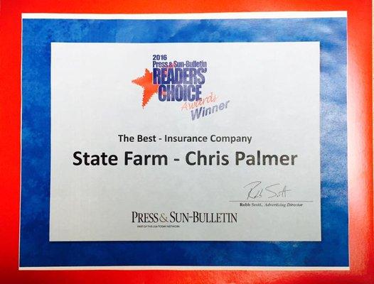 Proud to be the 2016 Reader's Choice Award Winners for "The Best - Insurance Company"