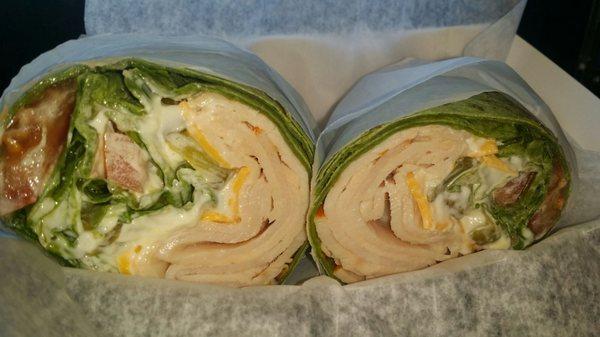 Turkey & Cheese Spinach Wrap With Lettuce, Tomatoes, Pickles And Oil N Vinegar. #NotBadAtAll