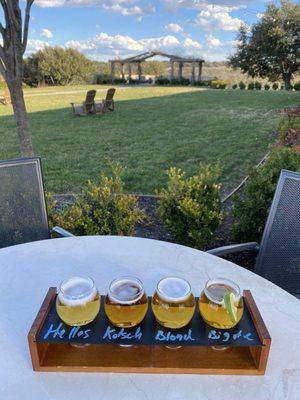 Delicious beer Flight and beautiful views