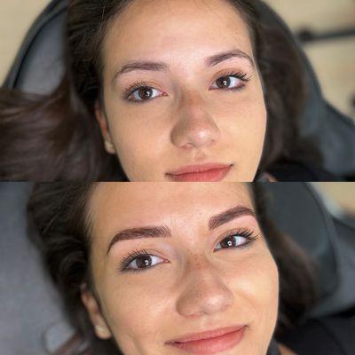 Before and after natural microblading