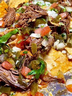 Birria nachos - takeout, after having a few nachos