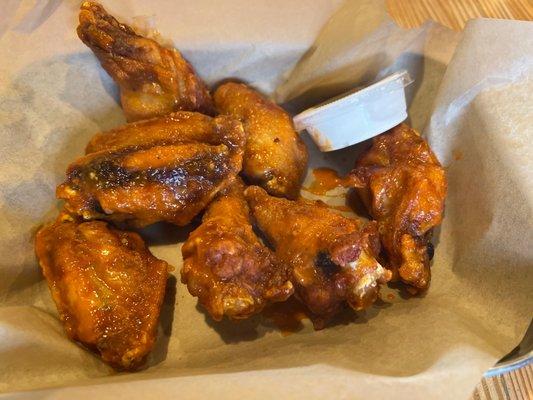 Hot wings. The aroma from the buffalo sauce wakes up the senses.