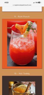 Advertised Rum punch drink