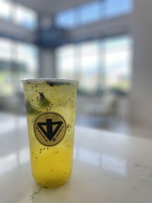 Passionfruit mojito with Basil seeds