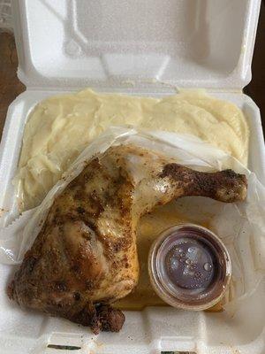 Bbq chicken and mash potatoes.