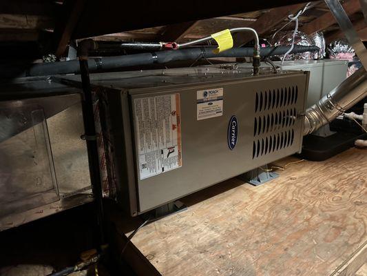 New furnace unit in the attic