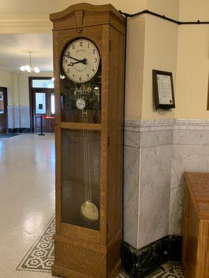 The Hahl pneumatic clock runs eight other clocks throughout the courthouse.