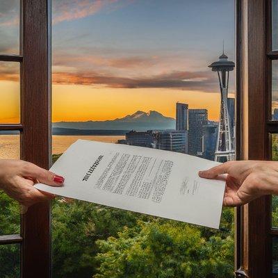 Process server near me in Seattle hands legal documents to attorney