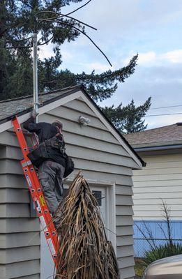 Justin worked diligently to get our electrical service equipment feeding the house repaired.