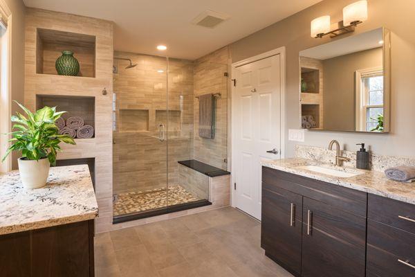 Experience the epitome of luxury and wellness with our spa-like bathroom remodel.