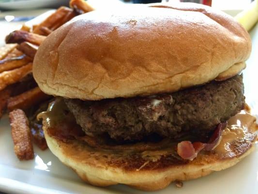 Peanut butter and bacon burger!