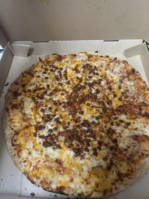 Bacon cheese burger pizza