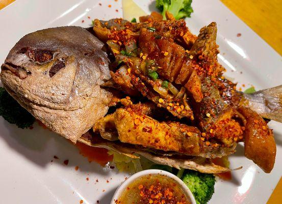 A CUSTOM WHOLE FISH WITH SUPER CHILI SAUCE