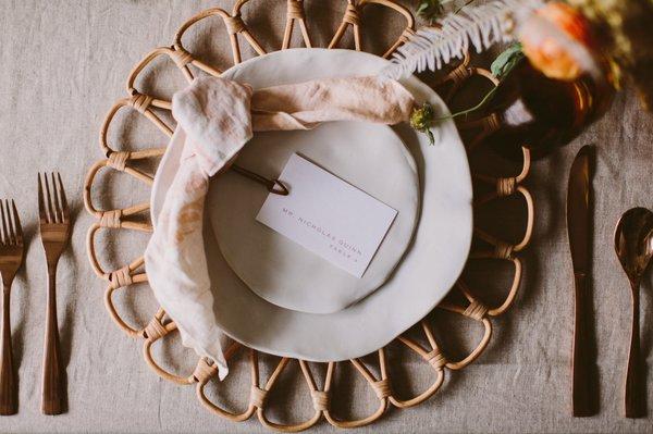 Place Cards with Leather Accent