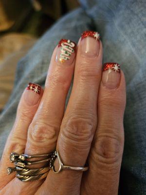 My Christmas nails, left hand