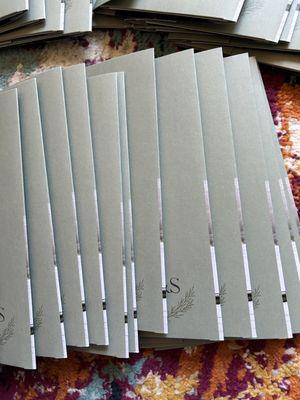 Pocket invites with about 1/4 of an inch of the picture on the back wrapping around to the front instead of stopping at the fold