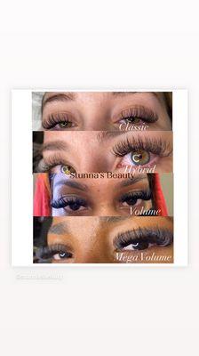 Different lash styles