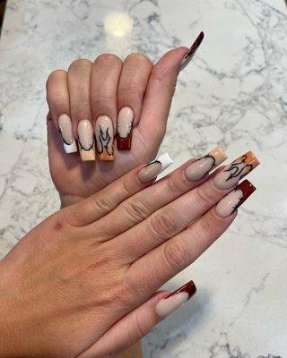 French ombré fall nails